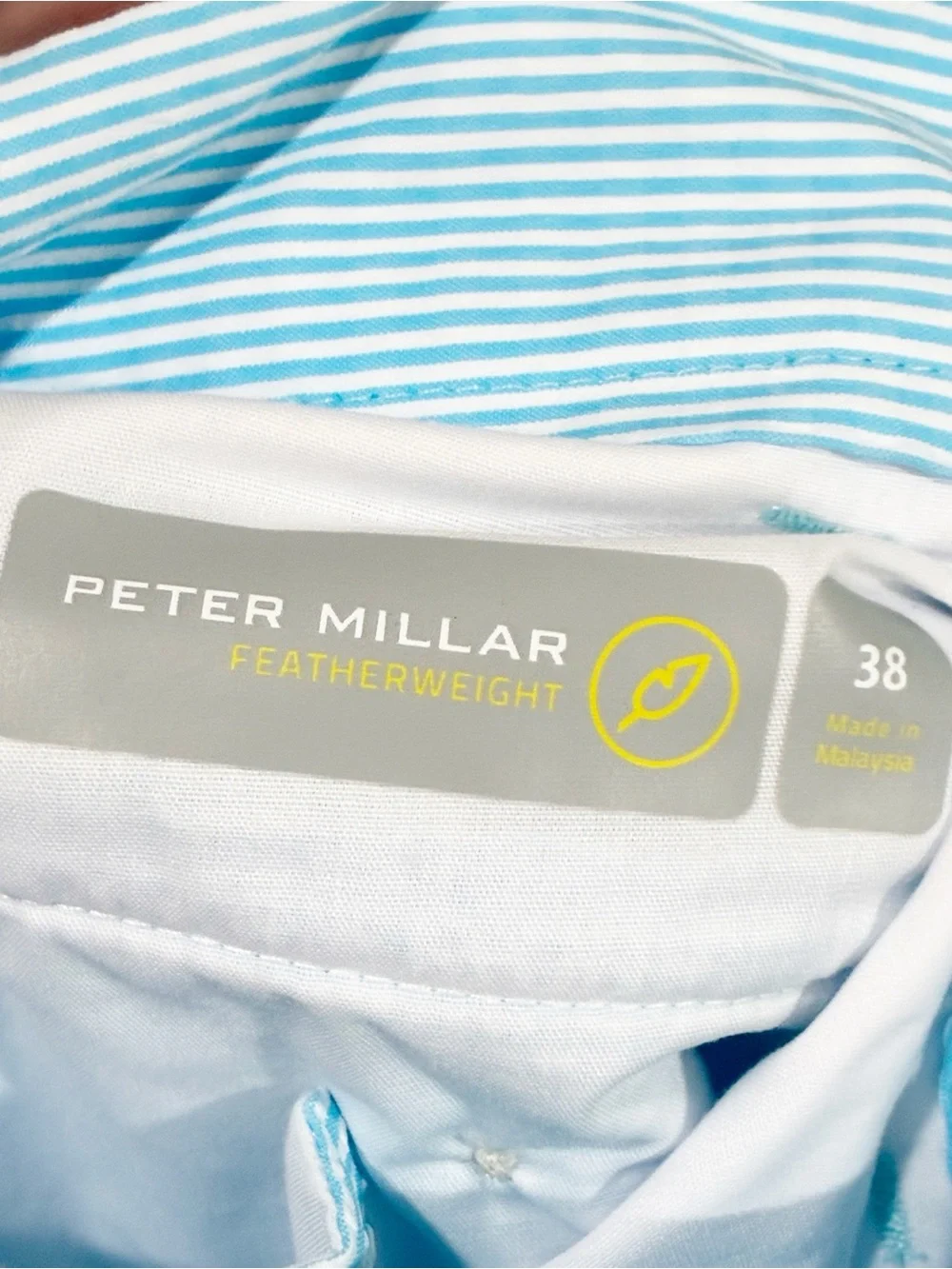 Peter Millar Featherweight Seersucker Blue Pinstripe Mens Size 38